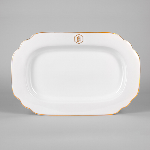 Jan Gold Rimmed Oval Platter Cm White Premier Homeware