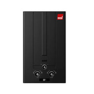 Totai Black gas water heater for low pressure systems with LED display and flu pipe