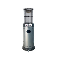 Totai tall glass tube outdoor gas patio heater in 2-tone grey stainless steel