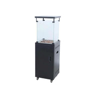 Totai Modern Glass Flame patio heater with 4-sided glass view and 11kW output