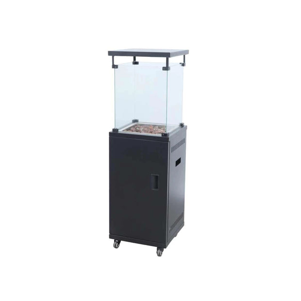 Totai Modern Glass Flame patio heater with 4-sided glass view and 11kW output