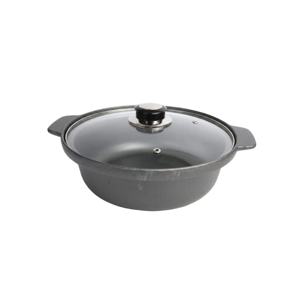 Totai HeatLock matte black cast iron casserole pots with tempered glass lids in various sizes