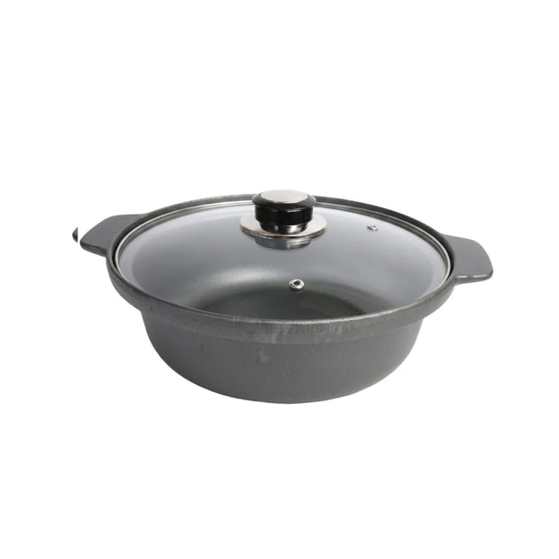 Totai HeatLock matte black cast iron casserole pots with tempered glass lids in various sizes