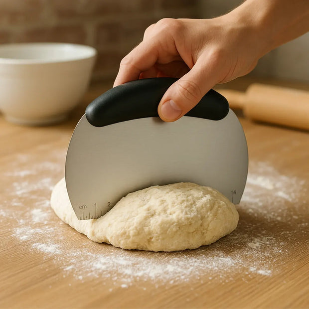 Regent Stainless Steel Dough Scraper with Measurements
