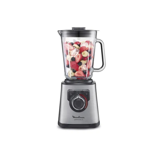 Moulinex Perfect Mix high speed blender with 2 liter glass jar and 6 stainless steel blades.