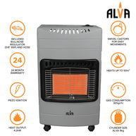 ALVA 3 PANEL LUXURIOUS INFRARED RADIANT INDOOR GAS HEATER  grey