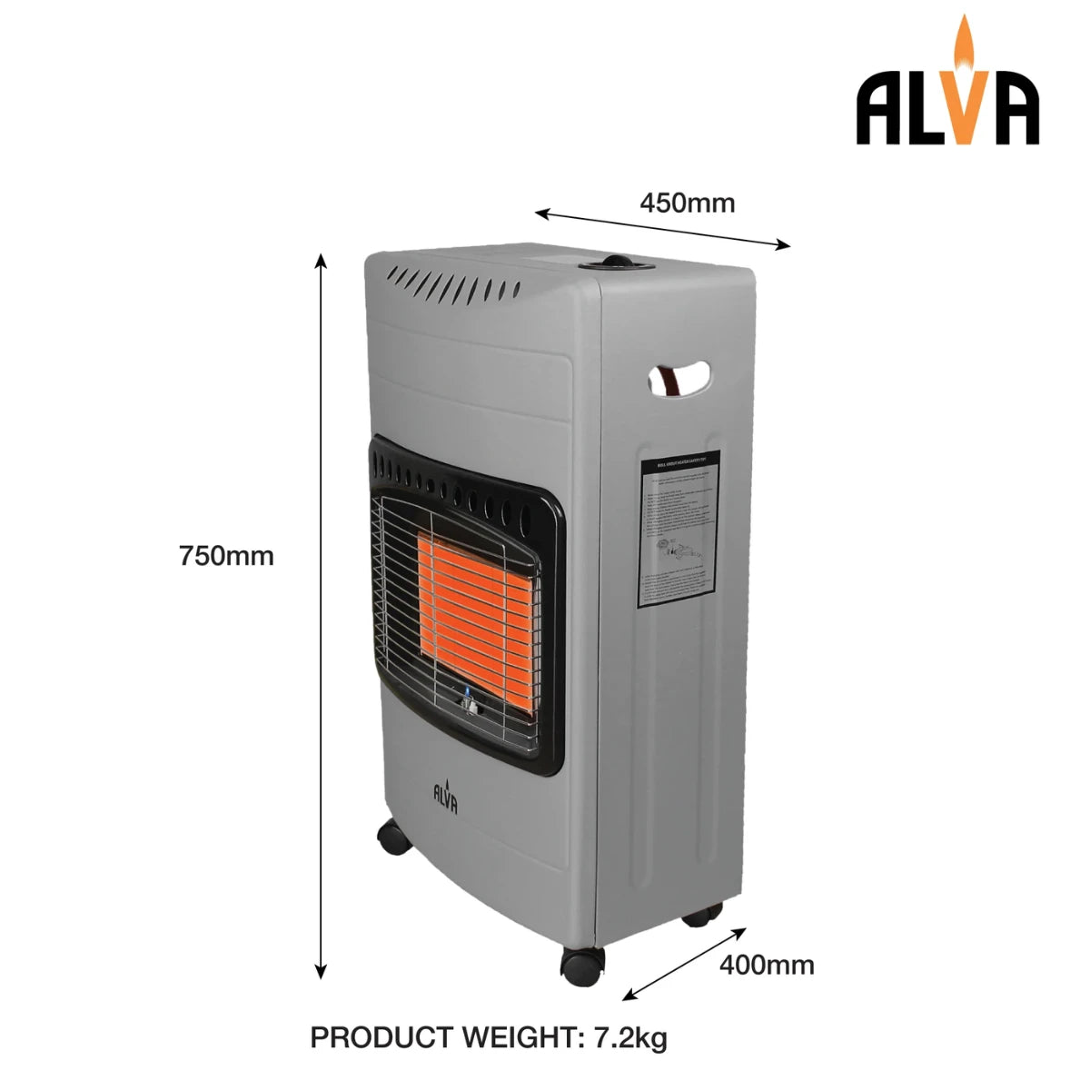 ALVA 3 PANEL LUXURIOUS INFRARED RADIANT INDOOR GAS HEATER  grey
