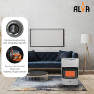 ALVA 3 PANEL LUXURIOUS INFRARED RADIANT INDOOR GAS HEATER  grey