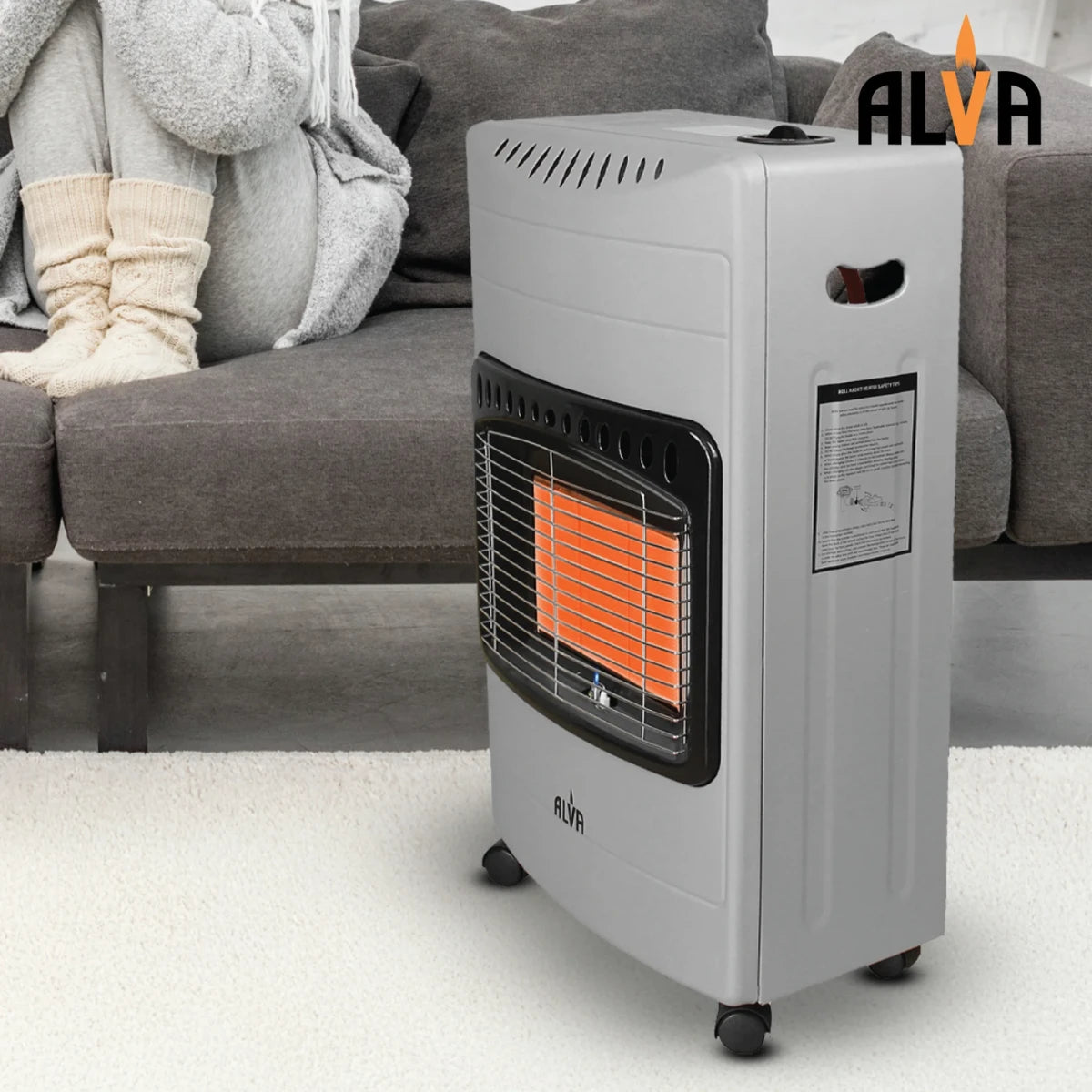 ALVA 3 PANEL LUXURIOUS INFRARED RADIANT INDOOR GAS HEATER  grey