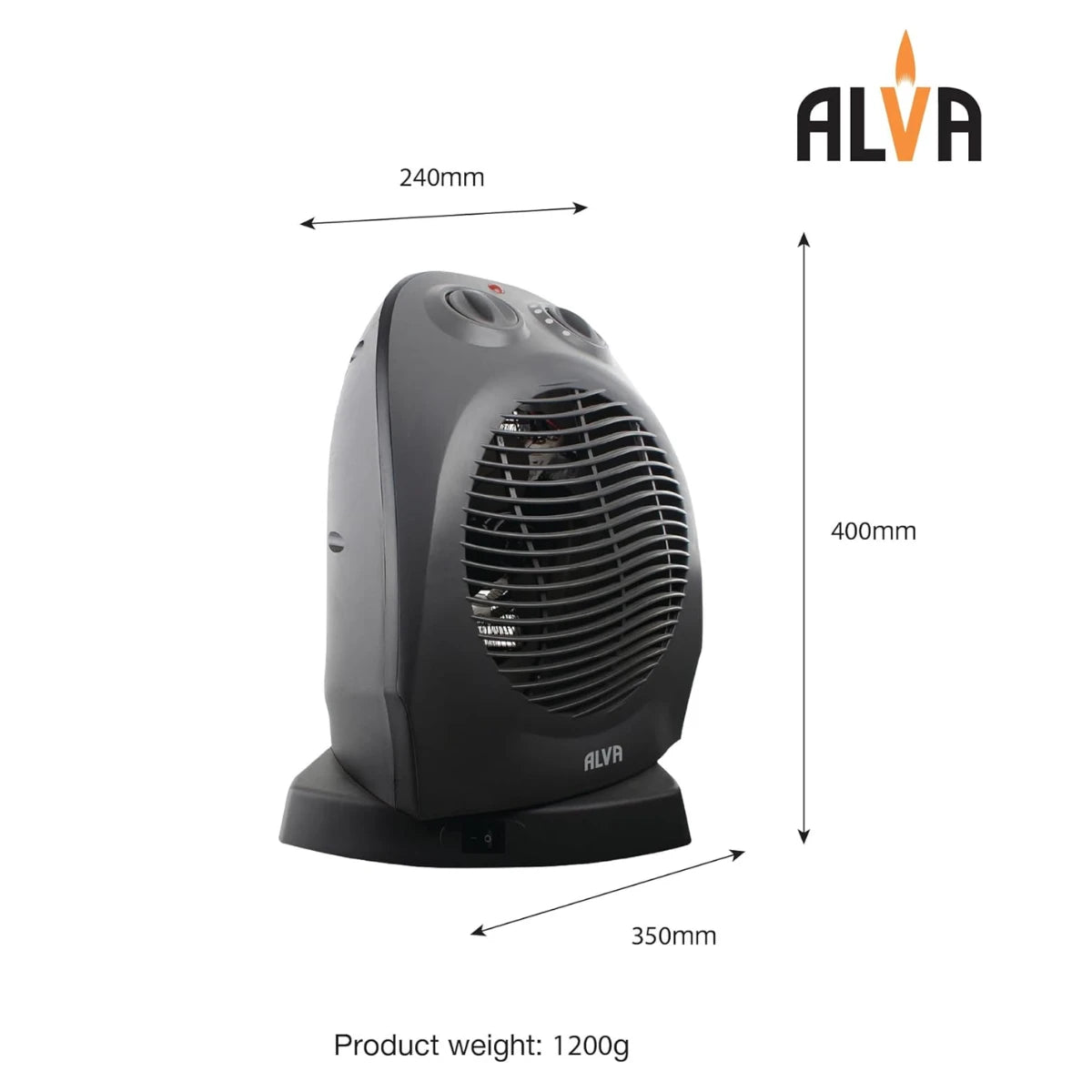 Alva Electric Fan Heater with Oscillation (2000W)