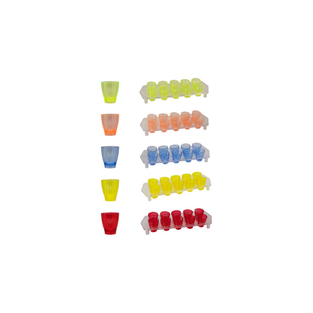 Bar Butler Coloured Plastic Shot Glasses 10 On Tray