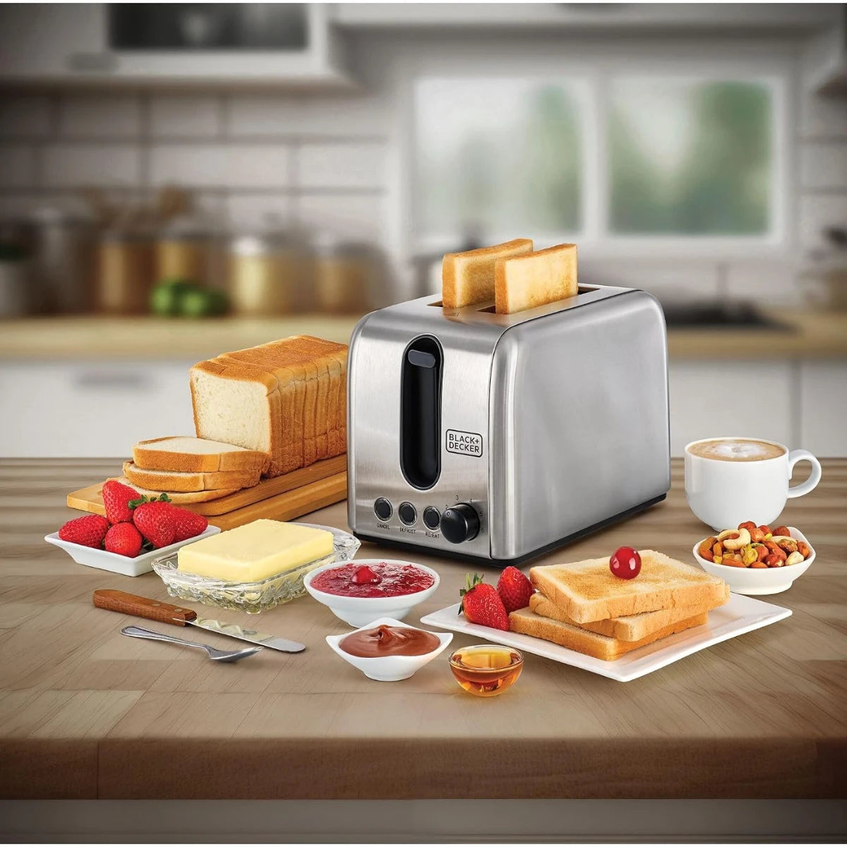 Black & Decker 1050W 2 Slice Stainless Steel Toaster ET244-B5