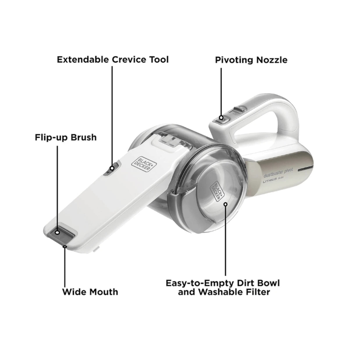 Black & Decker 14.4V Pivot Dustbuster Handheld Vacuum Cleaner PV1420L-B5