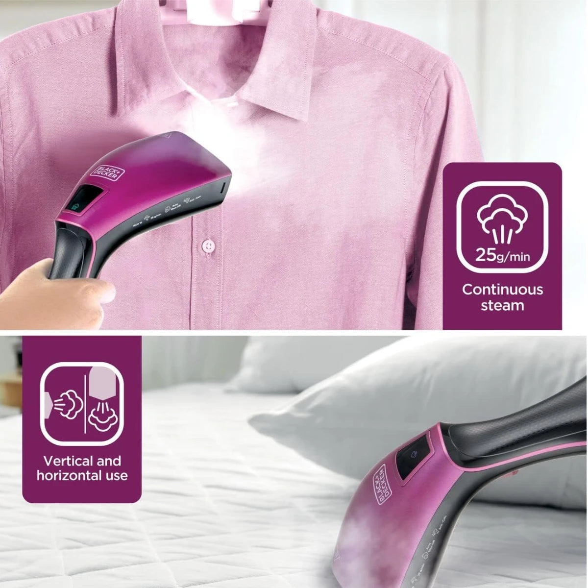 Black & Decker 1600W Portable Digital Handheld Garment Steamer  HSTD1600-B5
