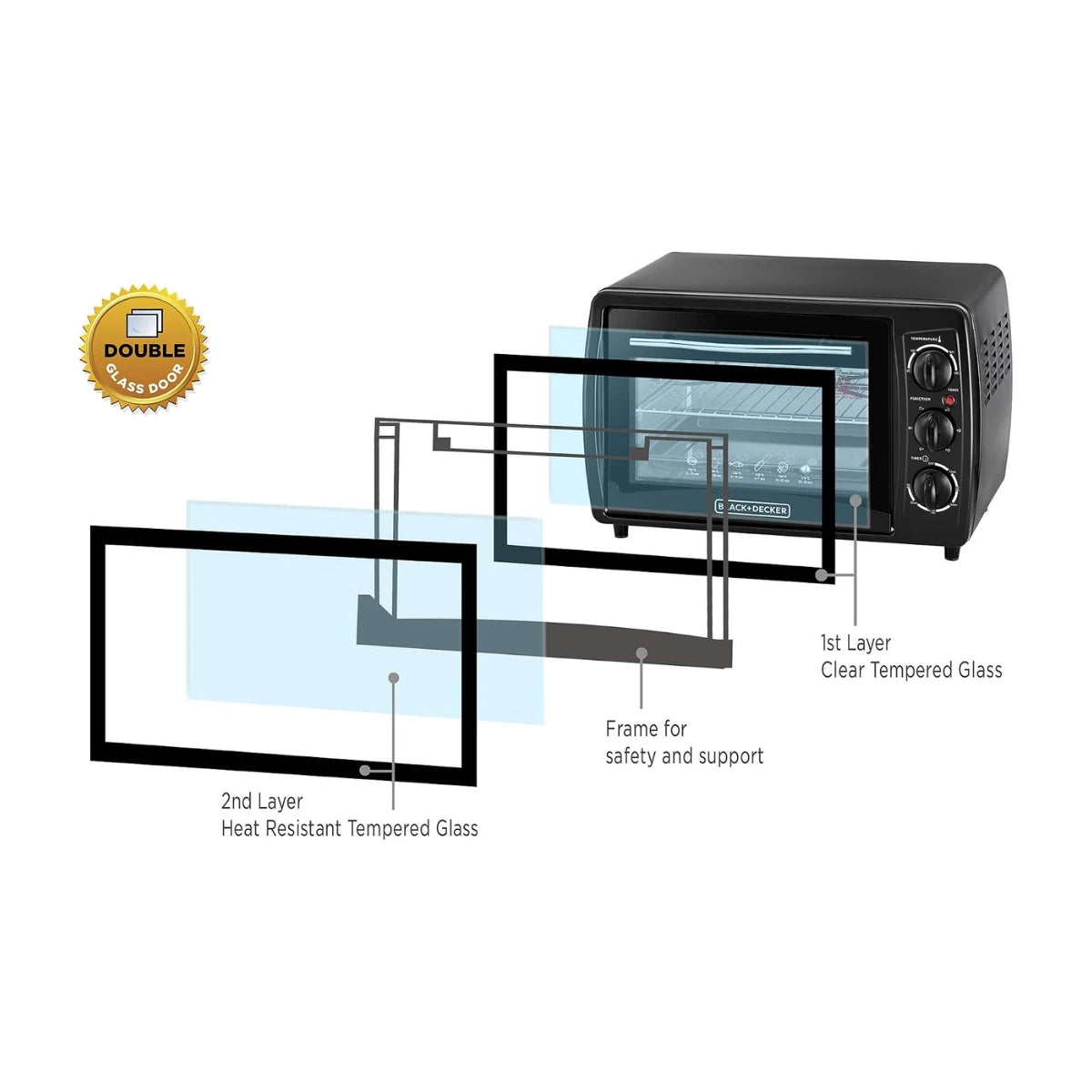 Black & Decker 19L Multifunction Toaster Oven with Rotisserie & Double Glass Door