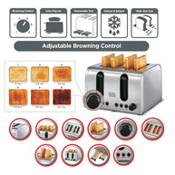 Black & Decker 2100W 4 Slice Stainless Steel Parallel Slot Toaster ET444-B5