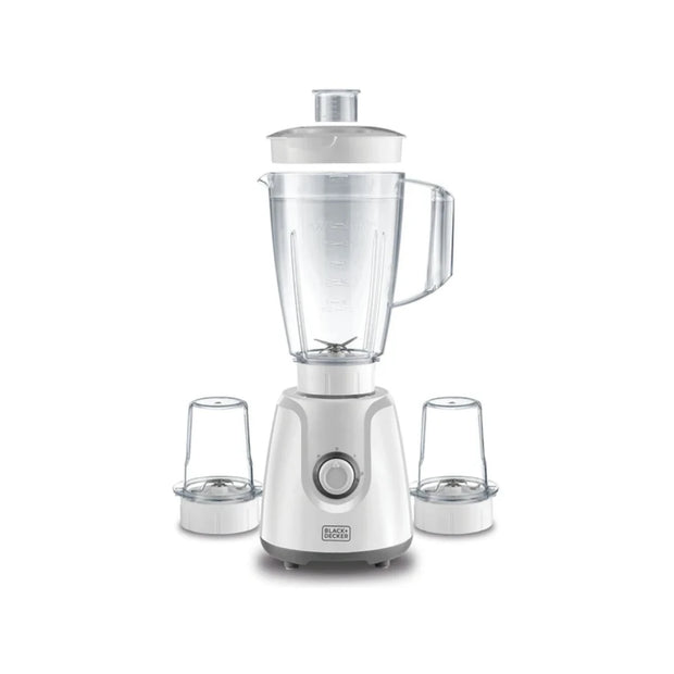 Black & Decker 400W 1.5L White Blender with 2 Grinder Mills 