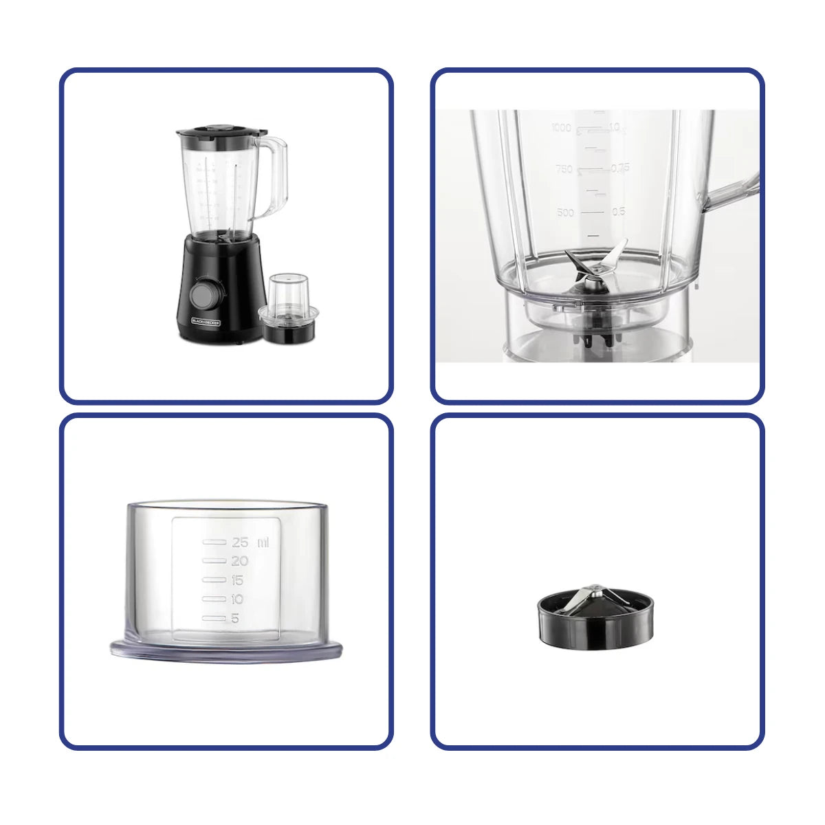 Black & Decker 500W 1.5L Blender with Grinding Mill - Black