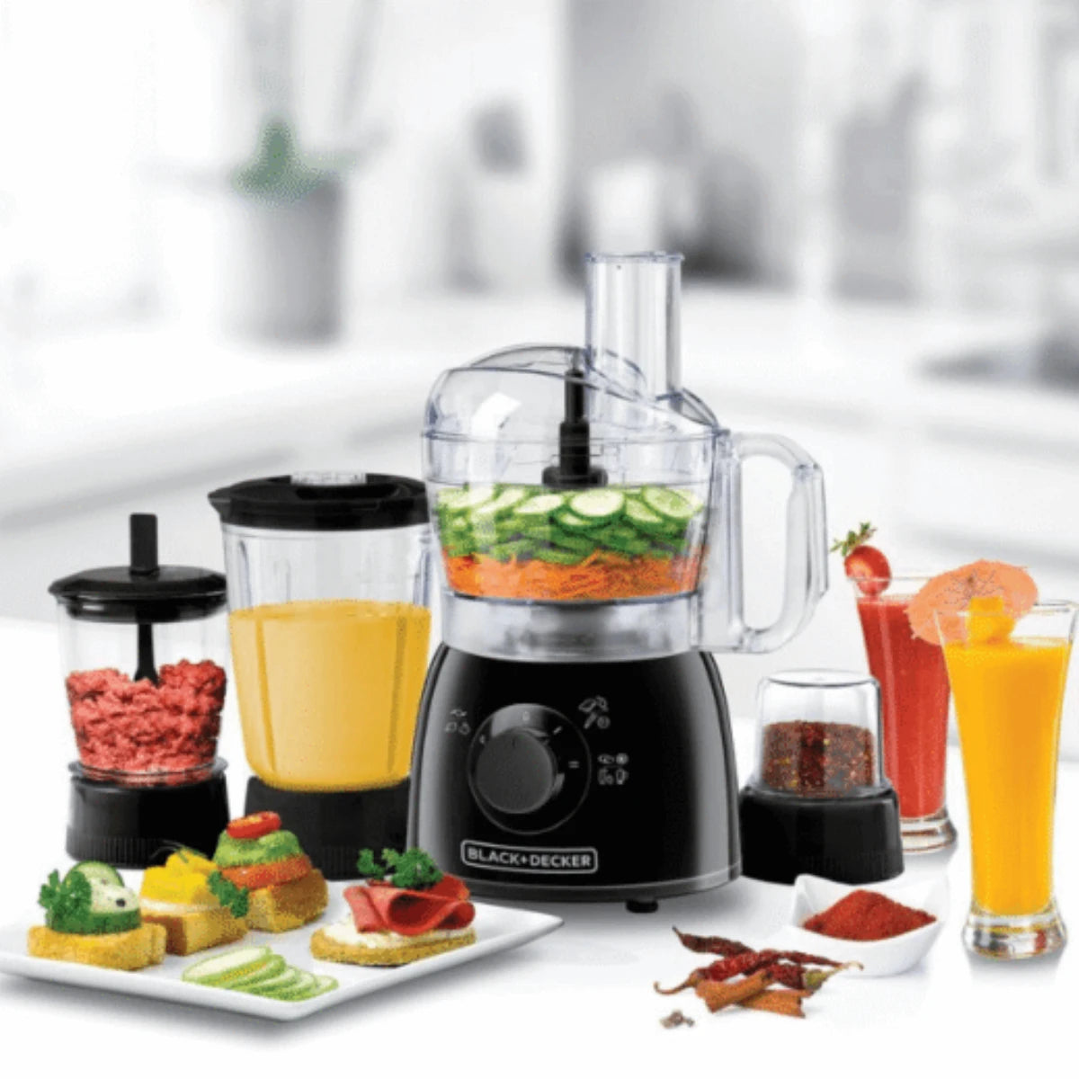 Black & Decker Kitchen Robot Deluxe Food Processor with Blender, Grinder & Mincer