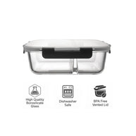Consol Madrid Rectangular 2 Division Storage Container with Clip-On Lid – 1.36L