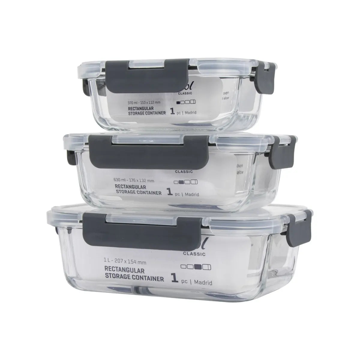 Consol Madrid Storage Containers with Clip-On Vented Lids Value 3-Pack Set