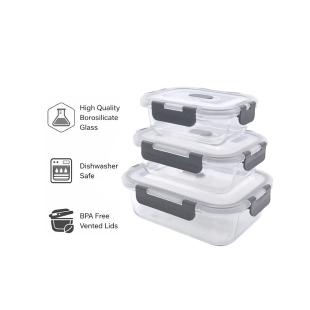 Consol Madrid Storage Containers with Clip-On Vented Lids Value 3-Pack Set