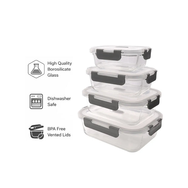 Consol Madrid Storage Containers with Clip-On Vented Lids Value 4-Pack Set