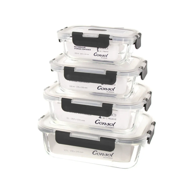 Consol Madrid Storage Containers with Clip-On Vented Lids Value 4-Pack Set