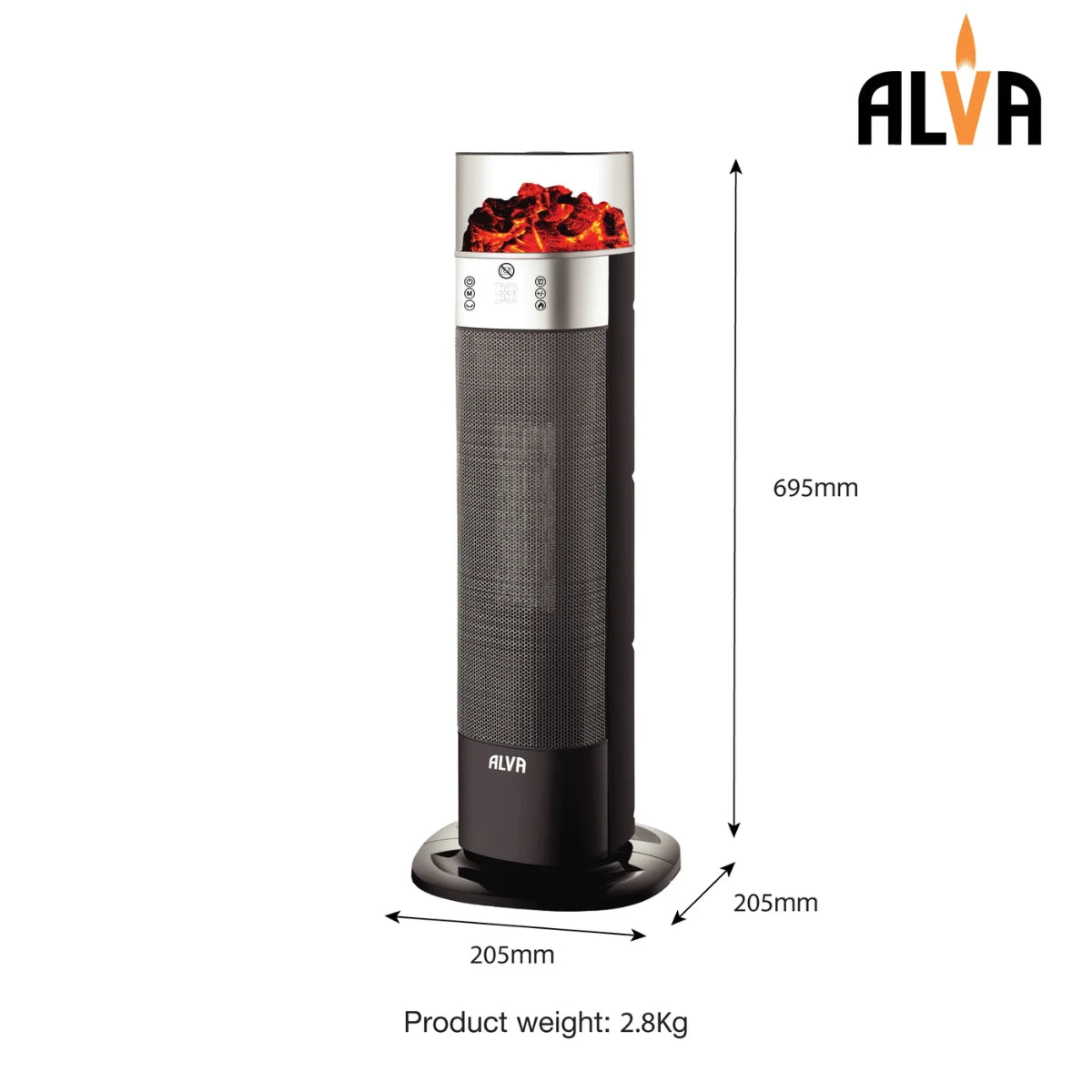 EIH209 ALVA - ELECTRIC - MINI TOWER HEATER - FLAME EFFECT & OSCILLATION