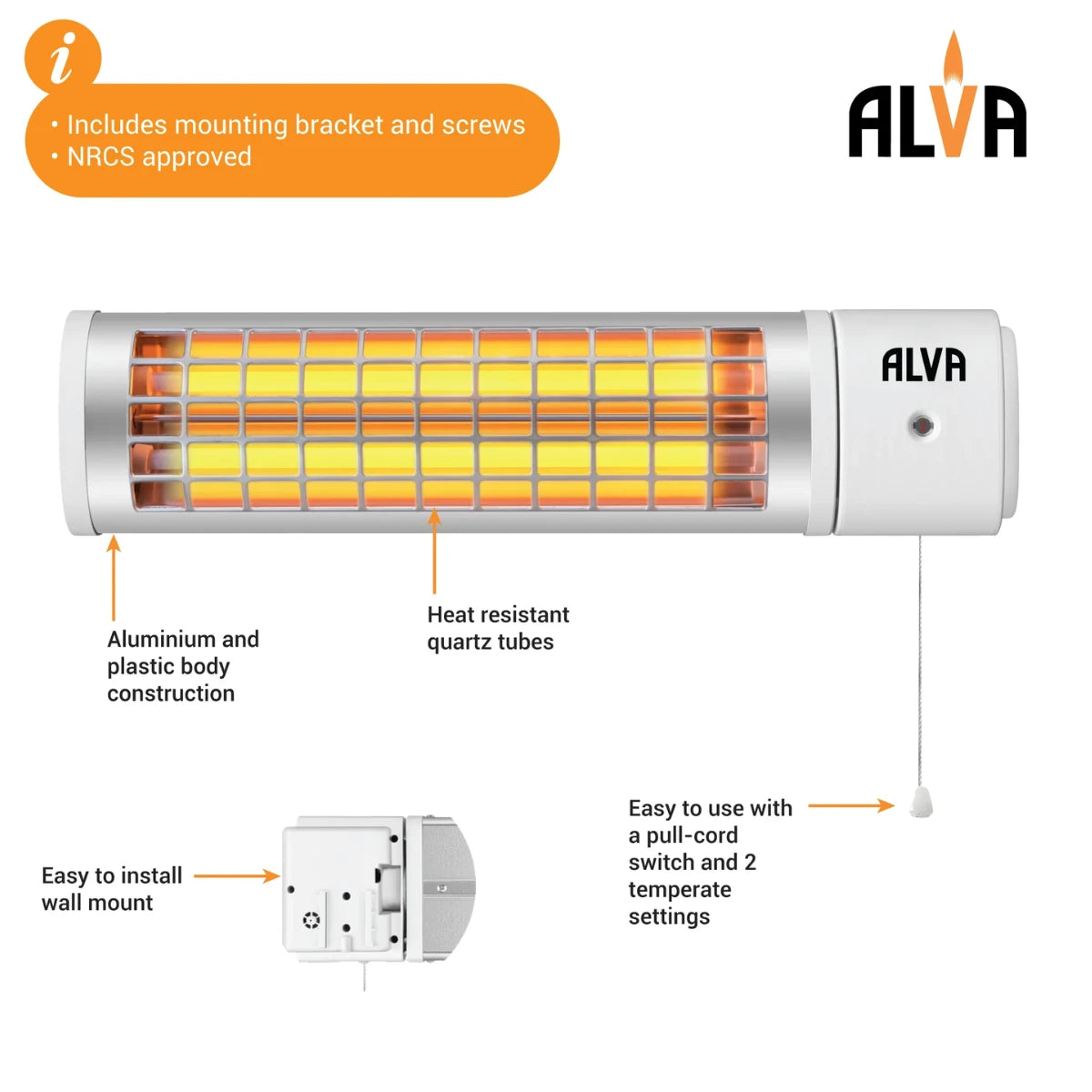 EIH600 ALVA ELECTRIC QUARTZ BATHROOM HEATER