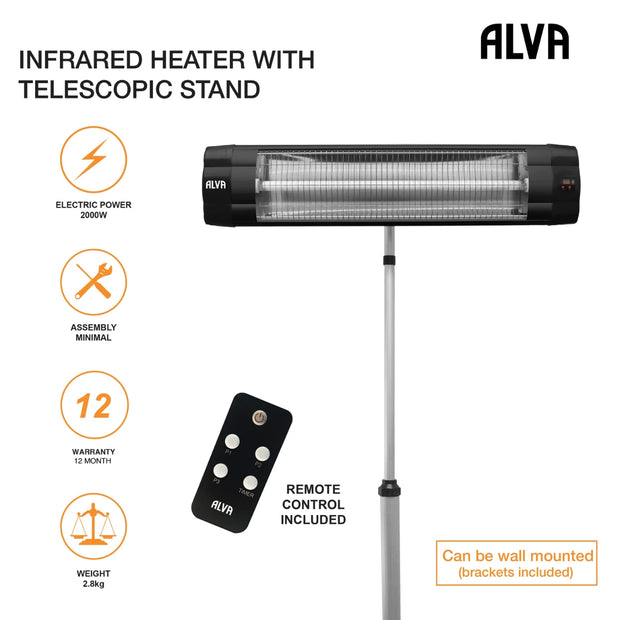 Alva Electric Infrared Heater with Telescopic Stand