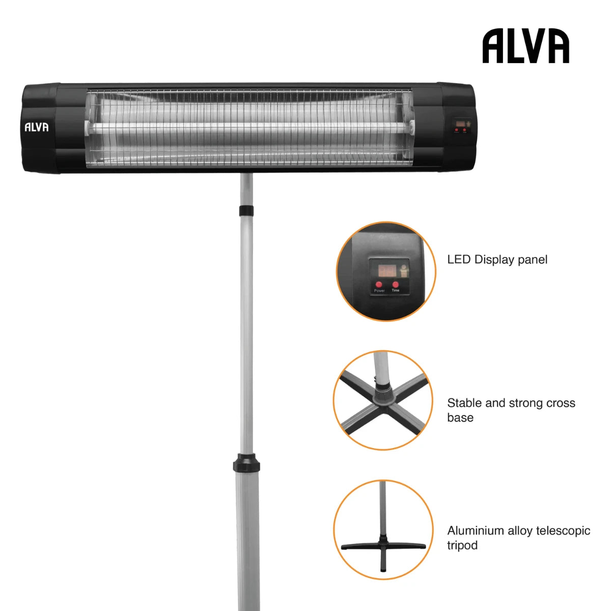 Alva Electric Infrared Heater with Telescopic Stand