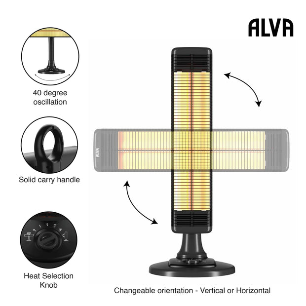 Electric Infrared Short Patio Heater | Adjustable Directional Head
EPH660
