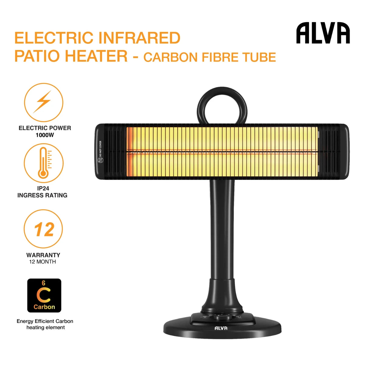 Electric Infrared Short Patio Heater | Adjustable Directional Head
EPH660
