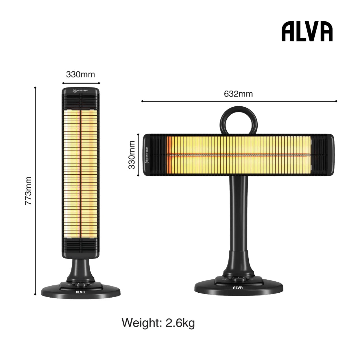 Electric Infrared Short Patio Heater | Adjustable Directional Head
EPH660