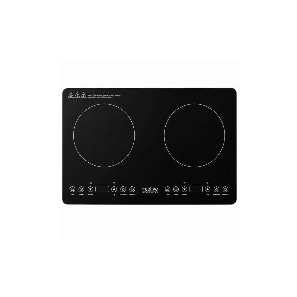 Feelive 2000W Double Portable Induction Cooktop Touch Control Black