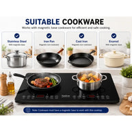 Feelive 2000W Double Portable Induction Cooktop Touch Control Black