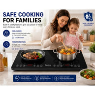 Feelive 2000W Double Portable Induction Cooktop Touch Control Black