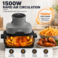 Feelive 4-in-1 Crispy Dual Glass Digital Air Fryer 4L + 1.5L 1500W AF534T