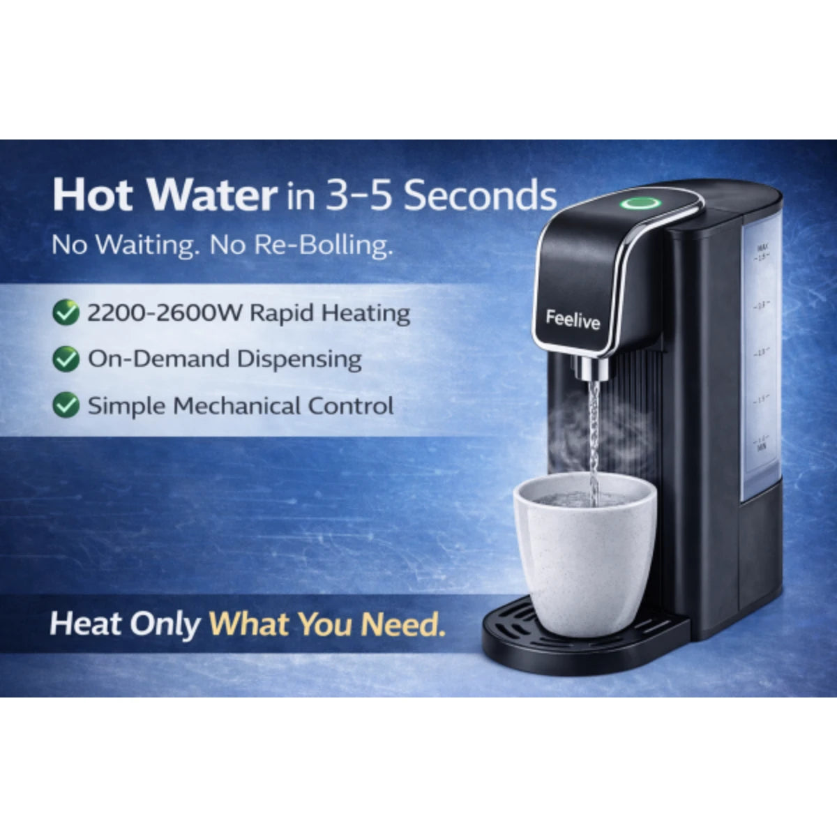 Feelive Instant Boiling Water Dispenser One-Touch Rapid Hot Water Machine