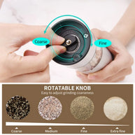 Feelive Rechargeable Pepper & Salt Grinder 2 Pack with Stand