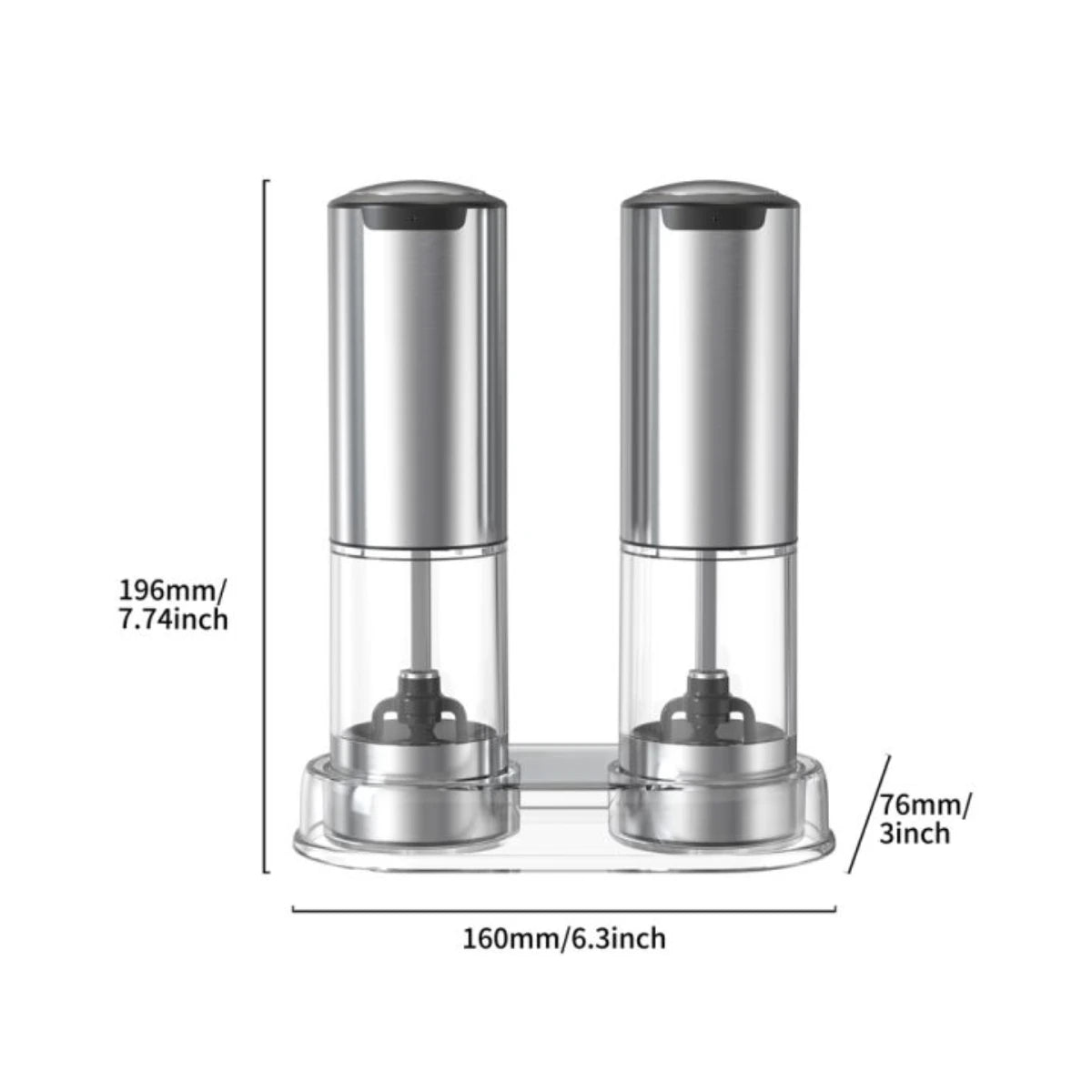 Feelive Rechargeable Pepper & Salt Grinder 2 Pack with Stand