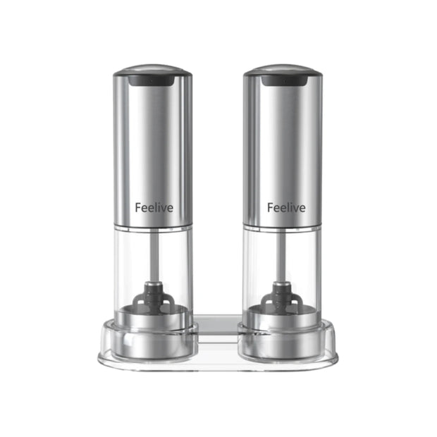 Feelive Rechargeable Pepper & Salt Grinder 2 Pack with Stand