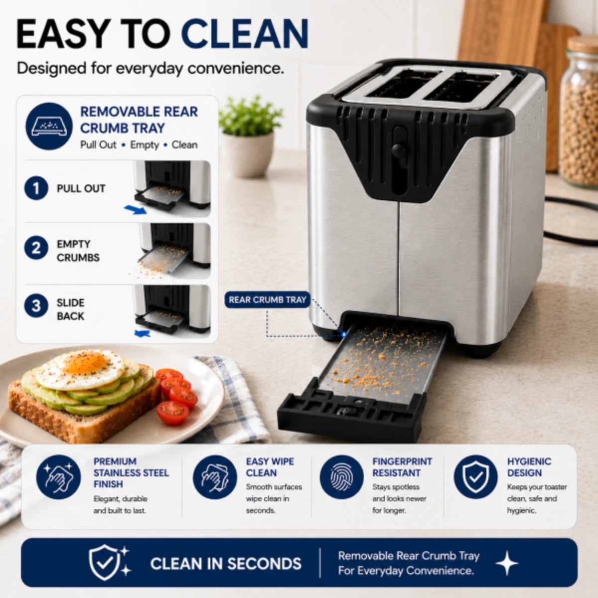 Feelive Stainless Steel 2 Slice Digital Smart Toaster
