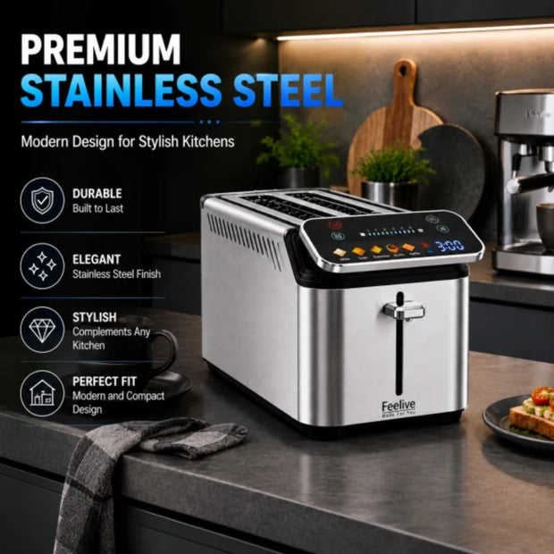Feelive Stainless Steel 4 Slice Digital Smart Toaster KST088