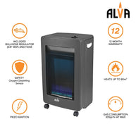 GH305 ALVA BLUE FLAME GAS HEATER - BLACK