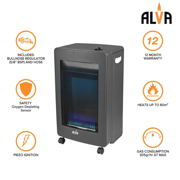 GH305 ALVA BLUE FLAME GAS HEATER - BLACK