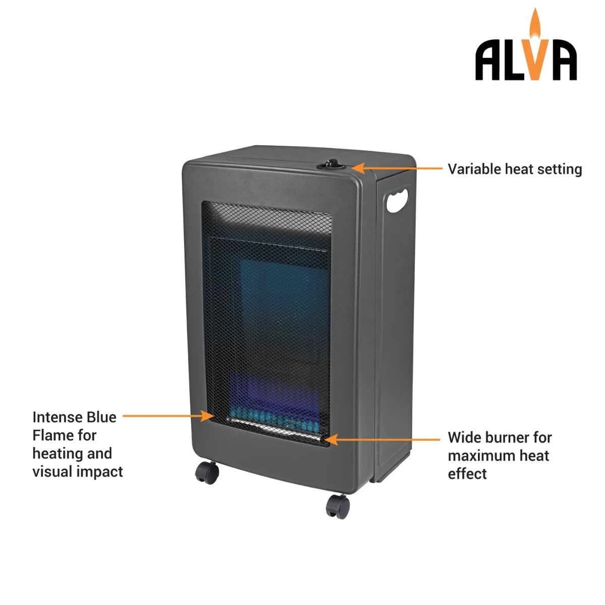 GH305 ALVA BLUE FLAME GAS HEATER - BLACK