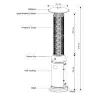 Alva GHP26 Hammertone Grey Pyramid Flame Patio Heater with Quartz Glass Tube and Safety Grille.