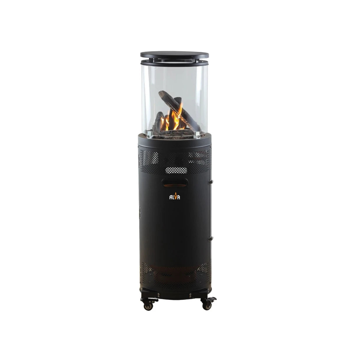GHP48 ALVA SHORT STAND CERAMIC LOG HEATER WITH LAVA ROCKS